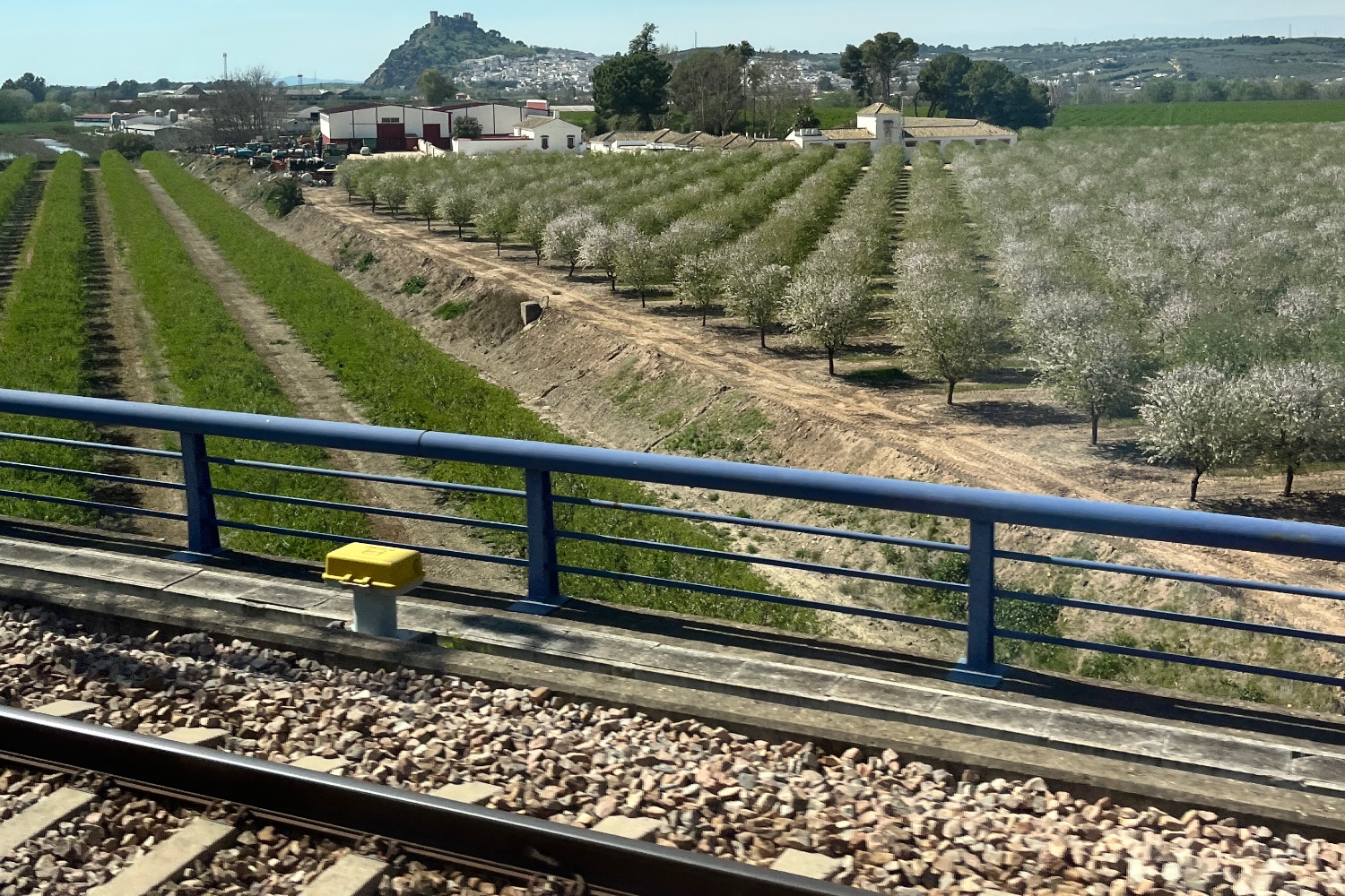 Train Travel - view of the Italian countryside by train.